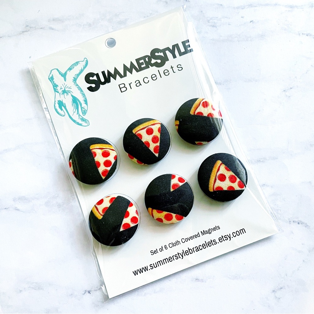 Pizza Slice Fabric Button Magnets